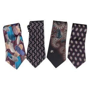 Lot of 4 Vintage Mens Ties Mario Ferrari Zylos Don Loper Claybrooke Silk Paisley